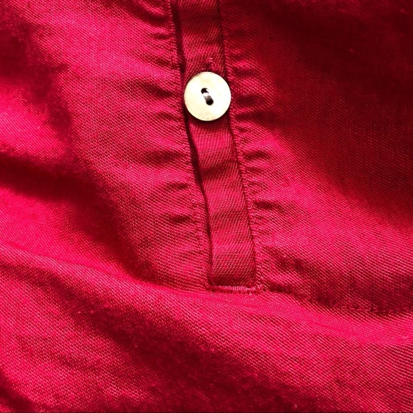Chico's Deep Berry color Button Up Shirt Linen blend Sz 1 - Picture 6 of 7